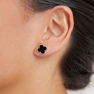 Black and Gold Clover Stud