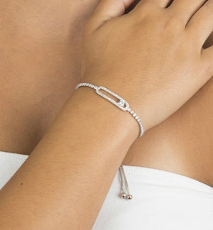 Open Bar and Stone Adjustable Bracelet