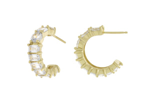 Round and Baguette Mini Hoop
