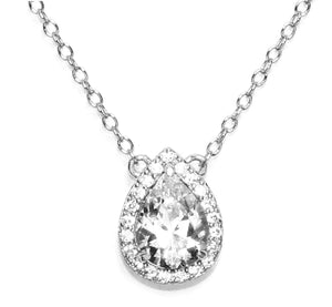 Silver Pear Halo Necklace