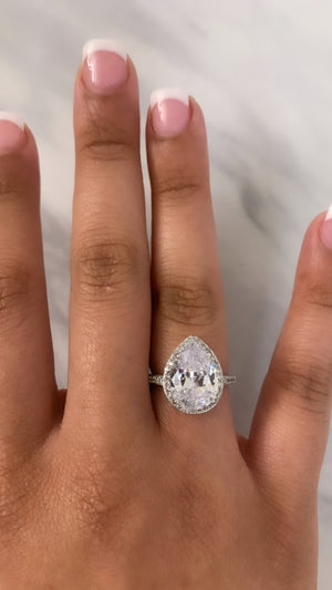 Pear Halo Engagement Band